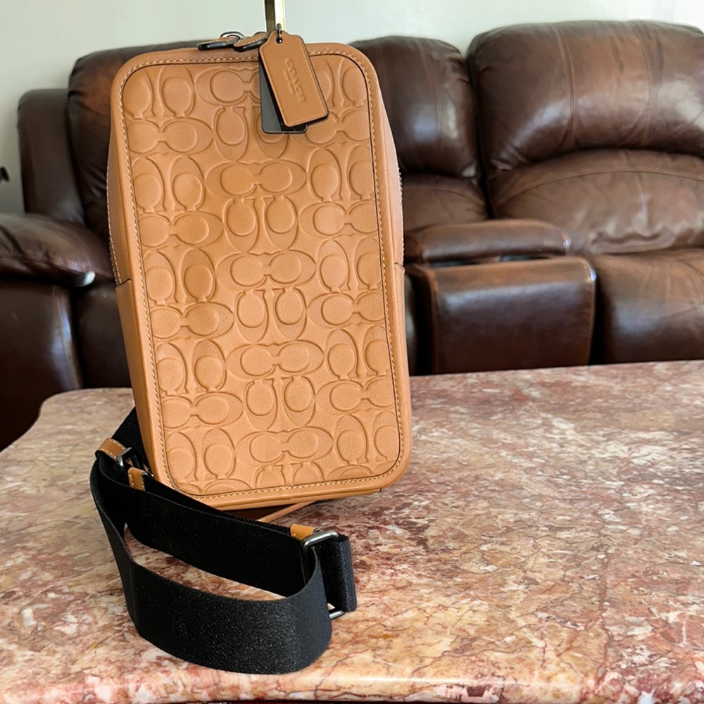 Coach Tan Embossed messenger bag